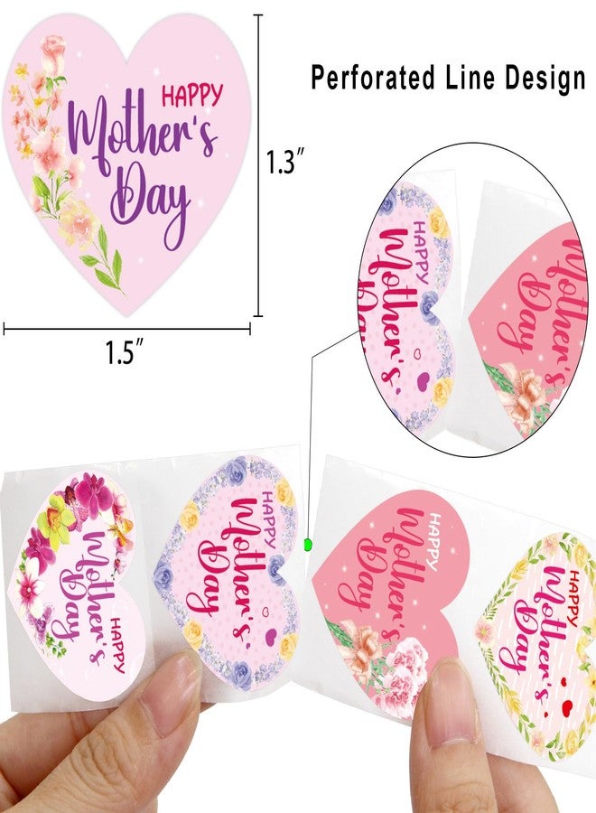 WorldBazaar Mother's Day Stickers for Kids Roll 500 Pcs Floral Mothers Day Gift Decorative Labels Heart Stickers for Envelope Party Favors Decorations - Image 2